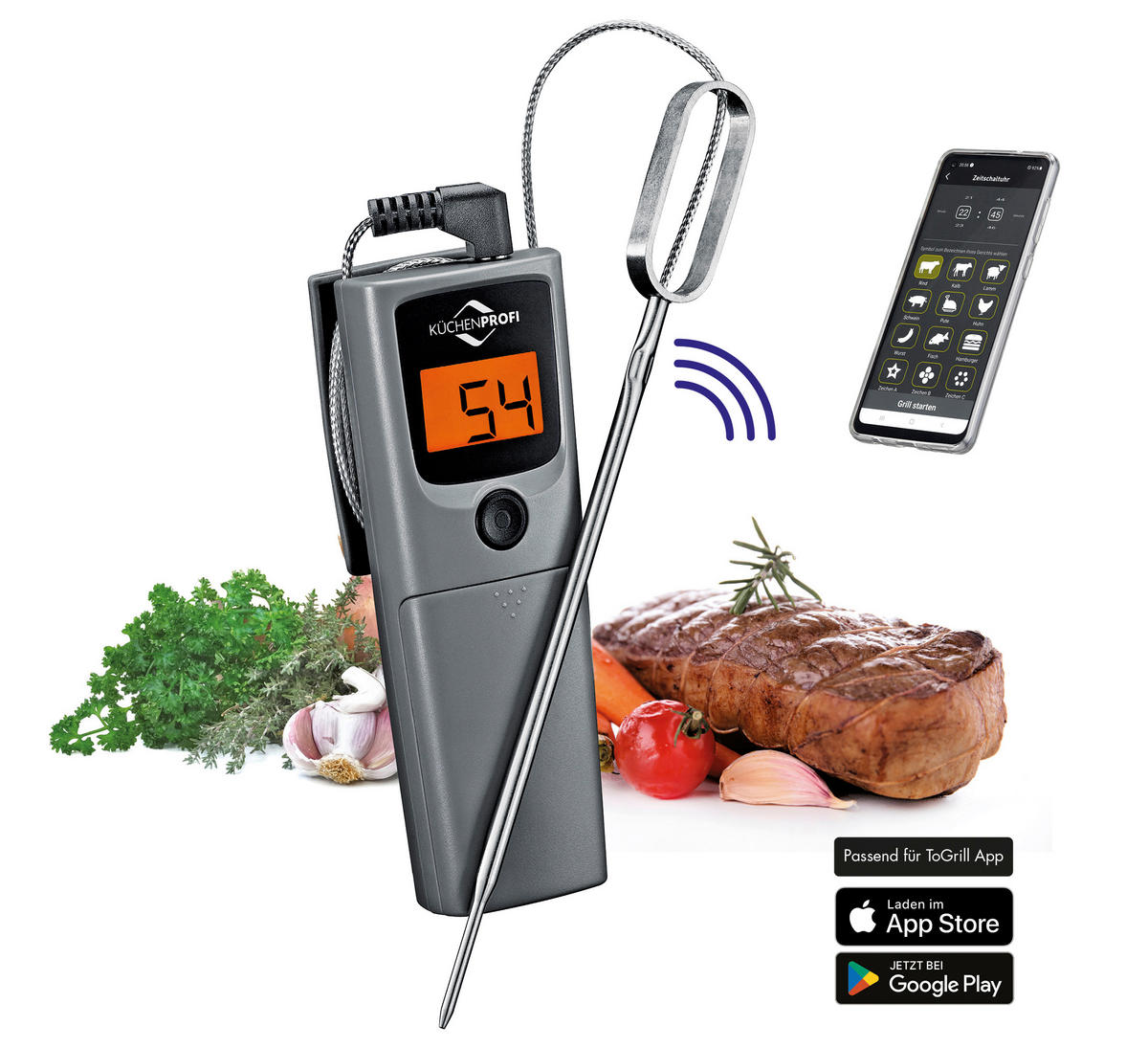 BRATENTHERMOMETER SMART  - Silberfarben, Basics, Kunststoff/Metall (11/4/2,5cm) - KÜCHENPROFI