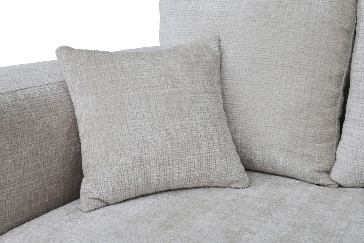 ECKSOFA Creme Chenille Zierkissen, Rückenkissen, Rücken echt  - Creme/Schwarz, MODERN, Kunststoff/Textil (276/188cm) - Milino