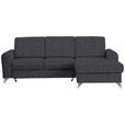 ECKSOFA in Flachgewebe Dunkelgrau  - Dunkelgrau/Silberfarben, Design, Textil/Metall (244/167cm) - Cantus