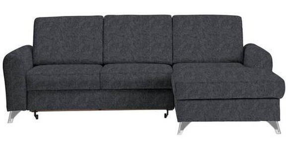 ECKSOFA in Flachgewebe Dunkelgrau  - Dunkelgrau/Silberfarben, Design, Textil/Metall (244/167cm) - Cantus