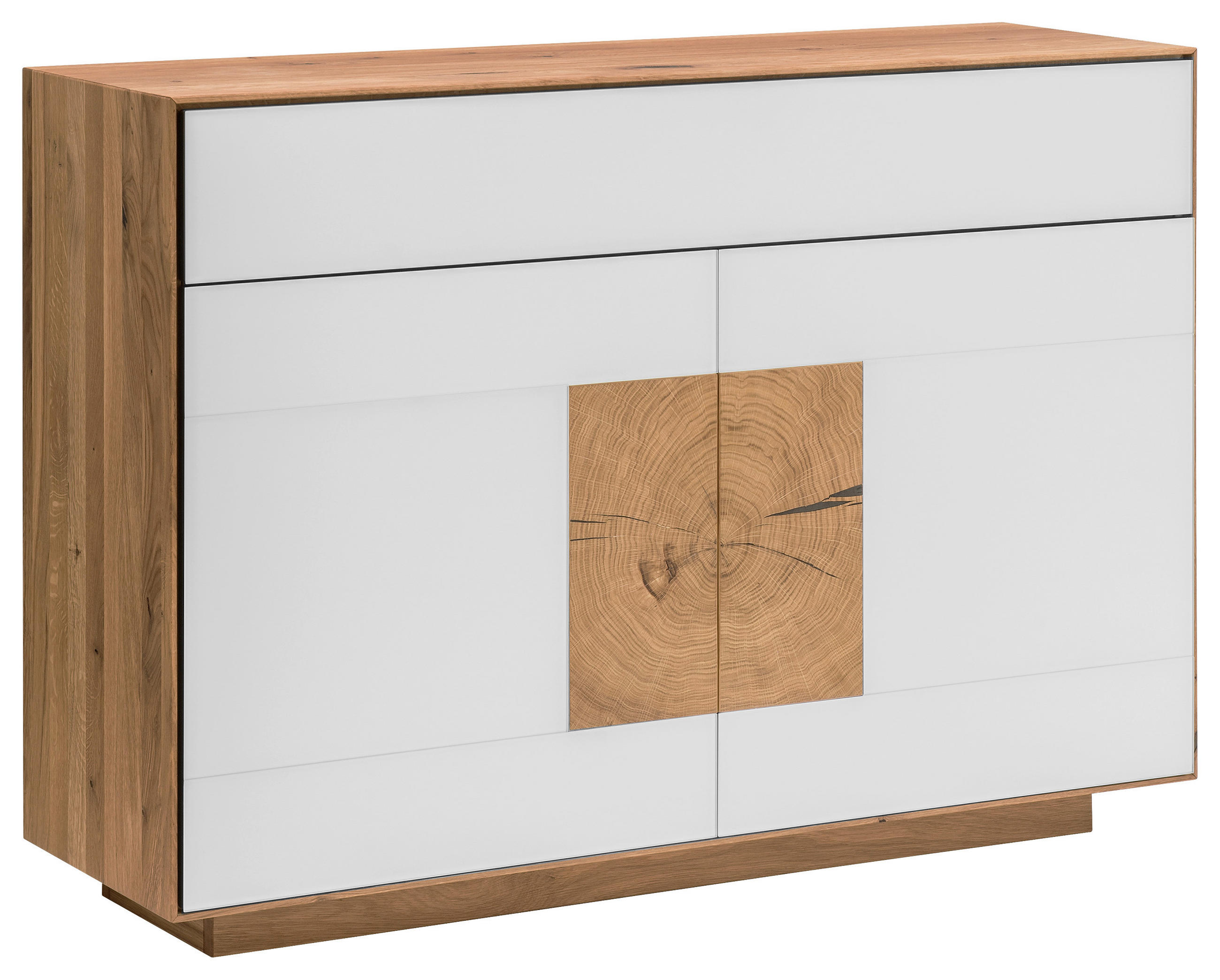 SIDEBOARD  in 120/87/40 cm  - Eichefarben/Weiß, MODERN, Glas/Holz (120/87/40cm) - Linea Natura