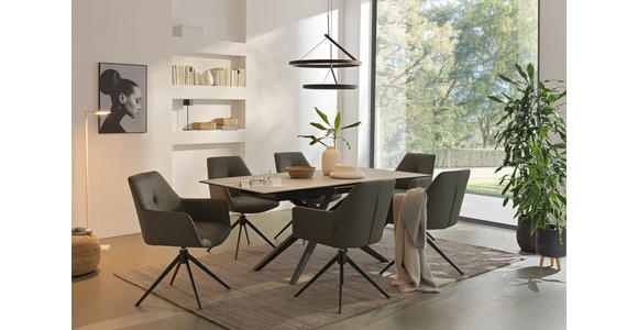 ESSTISCH in Metall, Glas, Keramik 180-230/90/76 cm - Schwarz/Grau, Design, Glas/Keramik (180-230/90/76cm) - Novel