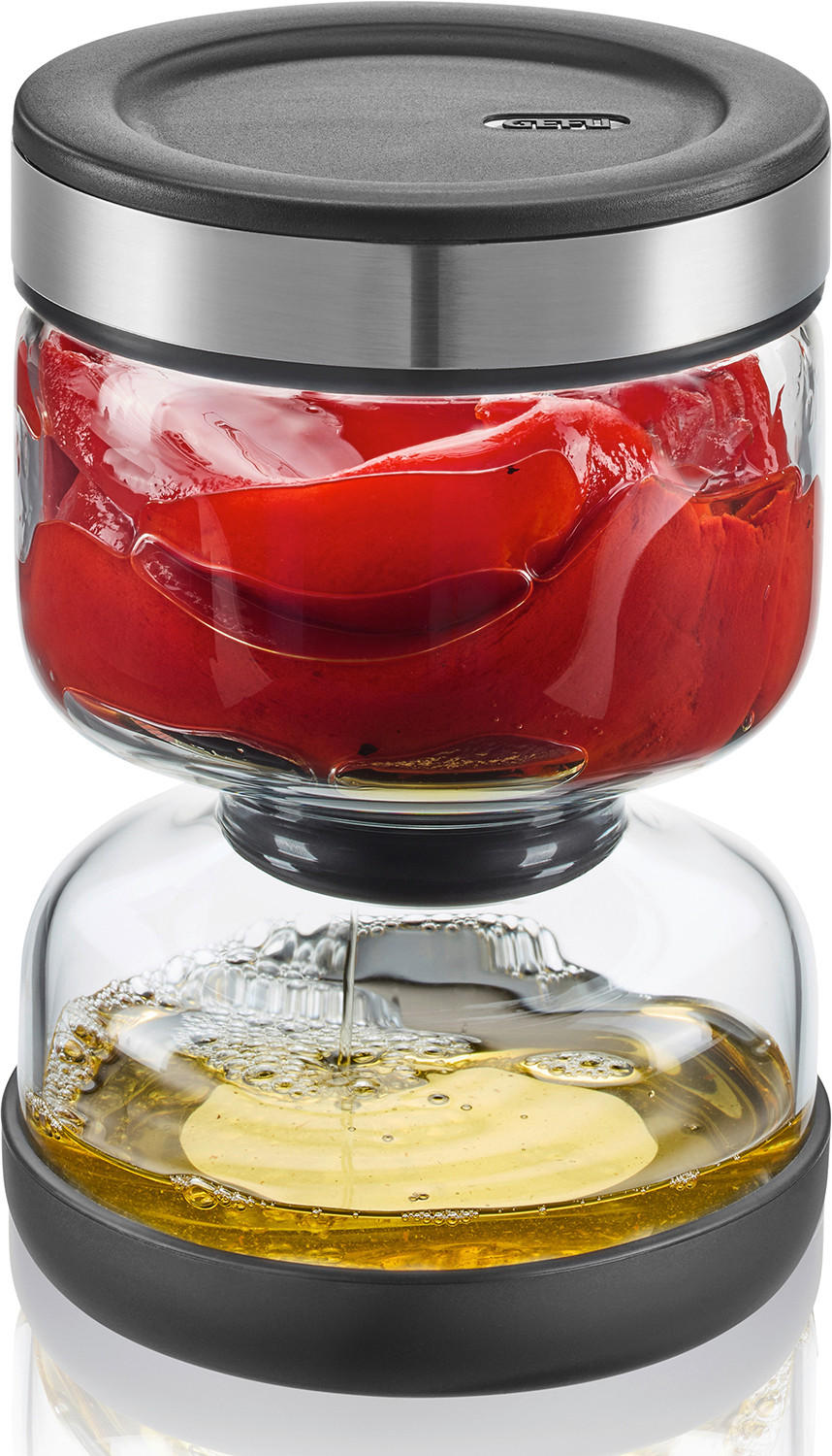 VORRATSGLAS 0,750 L  - Silberfarben/Schwarz, Design, Glas/Kunststoff (10/10/14,5cm) - Gefu