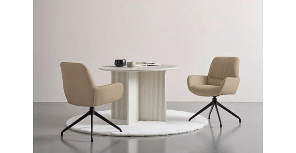 ARMLEHNSTUHL  in Aluminium, Eisen Echtleder pigmentiert  - Taupe/Schwarz, Design, Leder/Metall (64/89/65cm) - Dieter Knoll