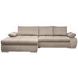 ECKSOFA  in Flachgewebe Beige  173/294 cm  - Chromfarben/Beige, Design, Kunststoff/Textil (173/294cm) - Carryhome