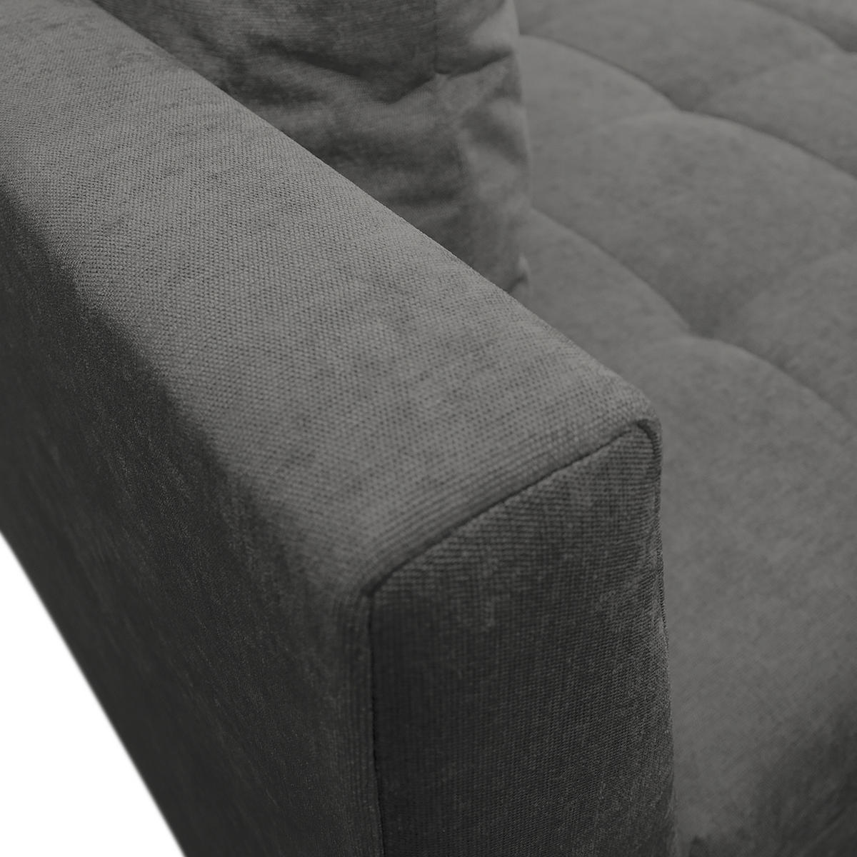 Ecksofa inkl. Hocker in Flachgewebe Grau  - Schwarz/Grau, Design, Holz/Textil (174/247cm) - MID.YOU