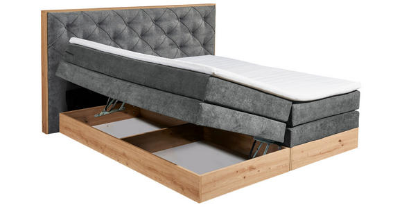 BOXSPRINGBETT 180/200 cm  in Anthrazit, Naturfarben  - Anthrazit/Naturfarben, KONVENTIONELL, Holzwerkstoff/Kunststoff (180/200cm) - Esposa