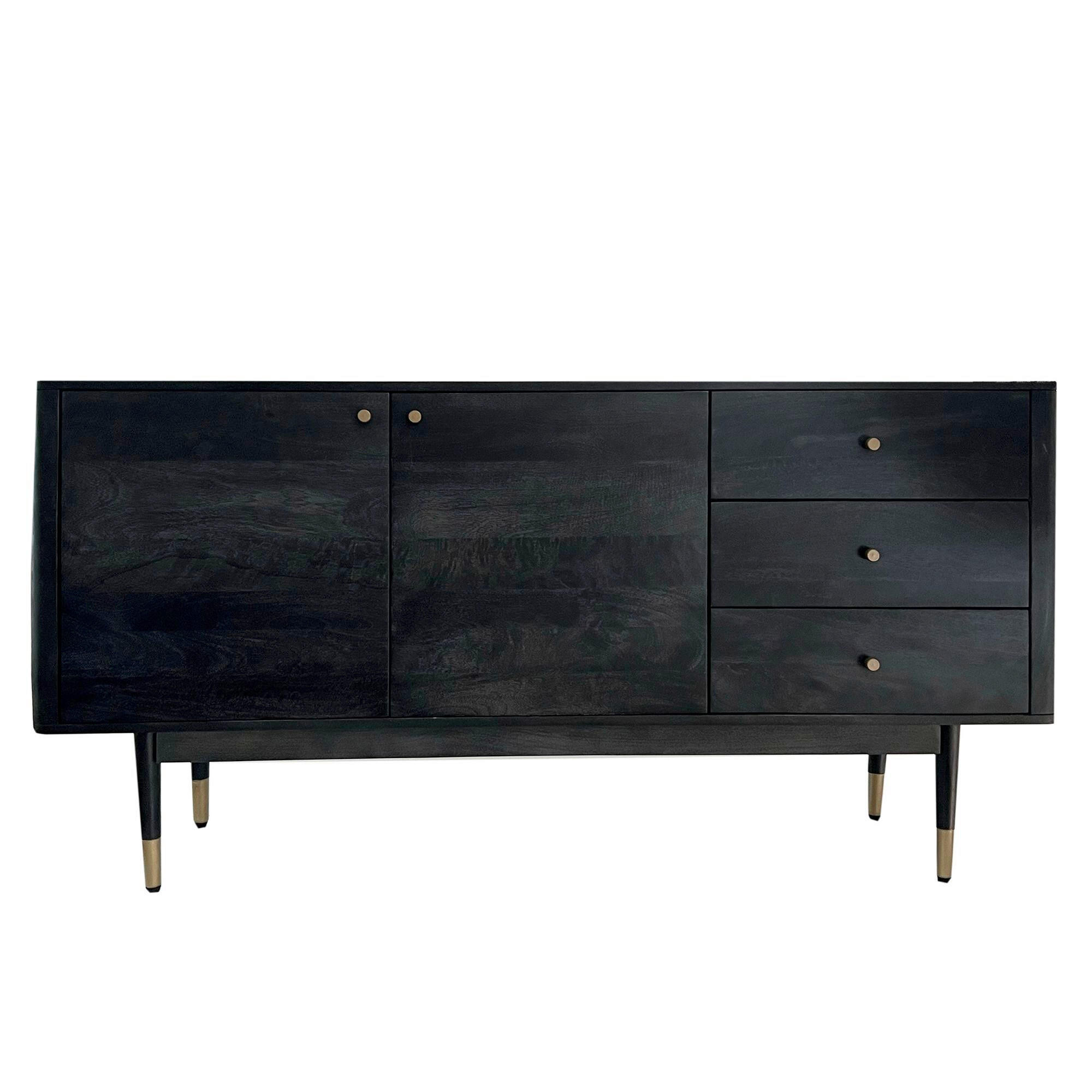 SIDEBOARD 160/81/42 cm  - svart/guldfärgad, Natur, metall/trä (160/81/42cm) - Livetastic