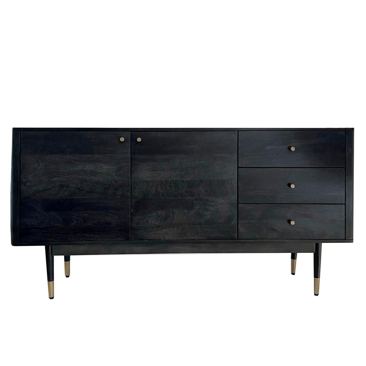 SIDEBOARD 160/81/42 cm  - svart/guldfärgad, Natur, metall/trä (160/81/42cm) - Livetastic