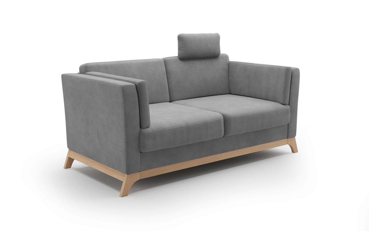2,5-SITZER in Flachgewebe Grau  - Eichefarben/Grau, KONVENTIONELL, Holz/Textil (183/84/93cm) - Sit & More