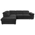 ECKSOFA Schwarz Flachgewebe  - Schwarz, KONVENTIONELL, Kunststoff/Textil (235/280cm) - Carryhome