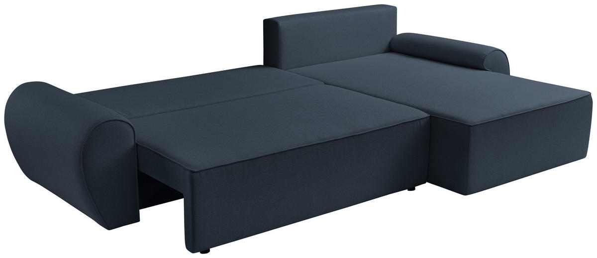 ECKSOFA Blau Flachgewebe  - Blau/Schwarz, KONVENTIONELL, Kunststoff/Textil (292/173cm) - Carryhome