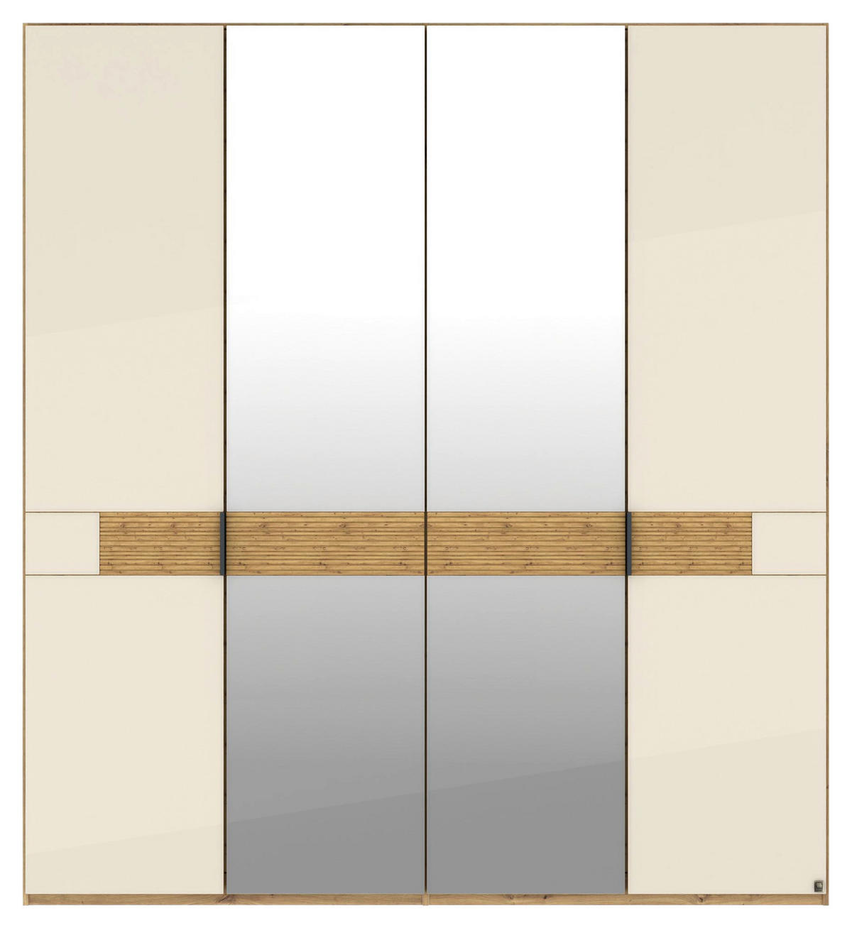 DREHTÜRENSCHRANK 200/216/58 cm,  in Eichefarben, Champagner, 4 Tür(en)  - Schieferfarben/Champagner, Design, Glas/Holz (200/216/58cm) - Musterring