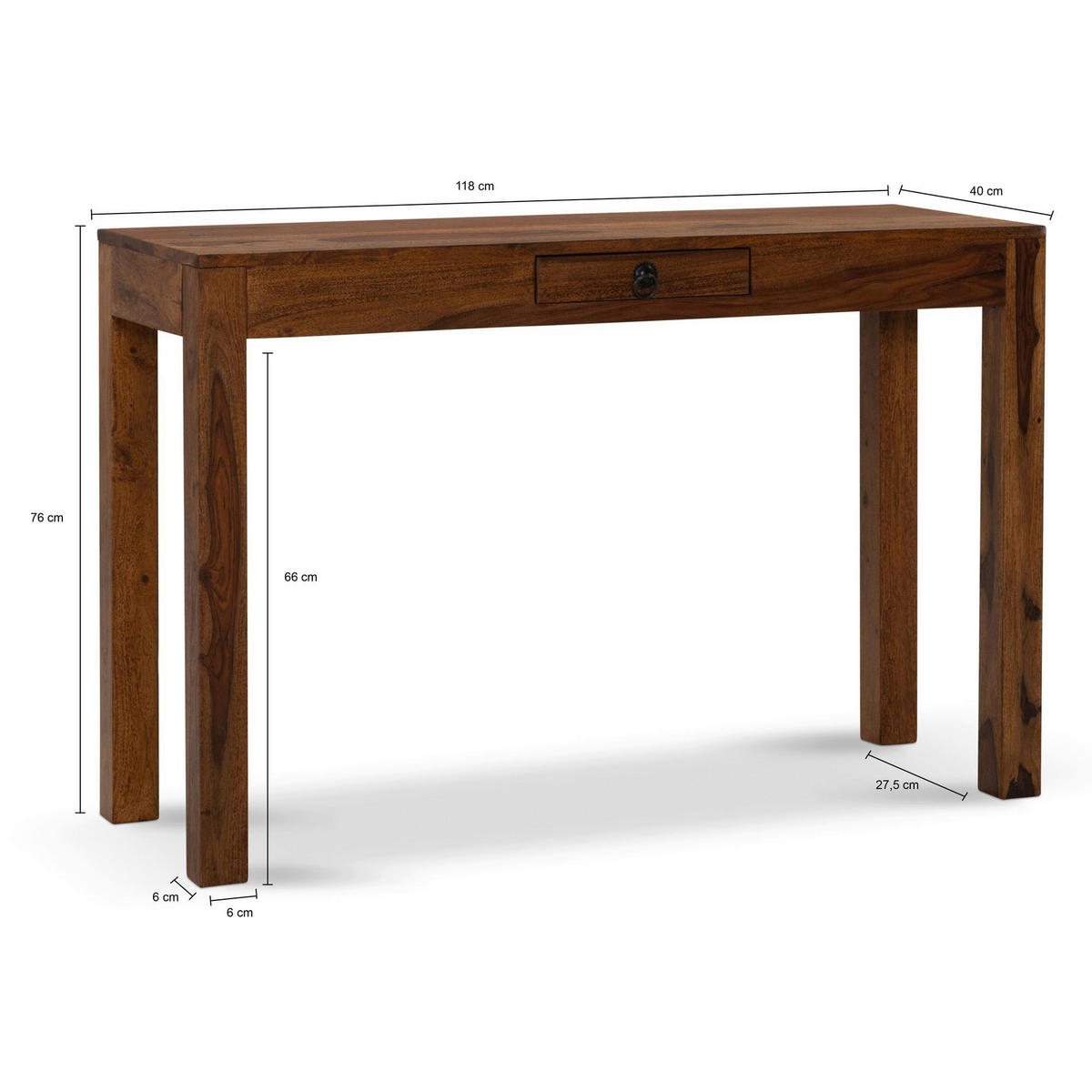 PISALNA MIZA les barve indijskega rožnega lesa  - črna/barve indijskega rožnega lesa, Moderno, kovina/les (118/40/76cm) - MID.YOU