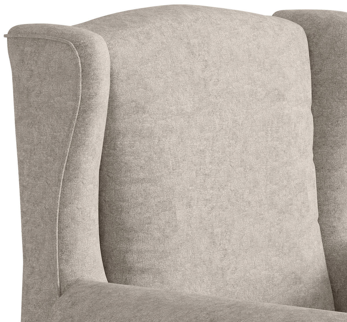 OHRENSESSEL in Flachgewebe Creme  - Edelstahlfarben/Creme, Design, Textil/Metall (88/105/90cm) - Livetastic