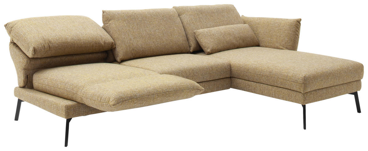 ECKSOFA Gelb Flachgewebe  - Gelb/Schwarz, Design, Textil/Metall (277/175cm) - Schöner Wohnen