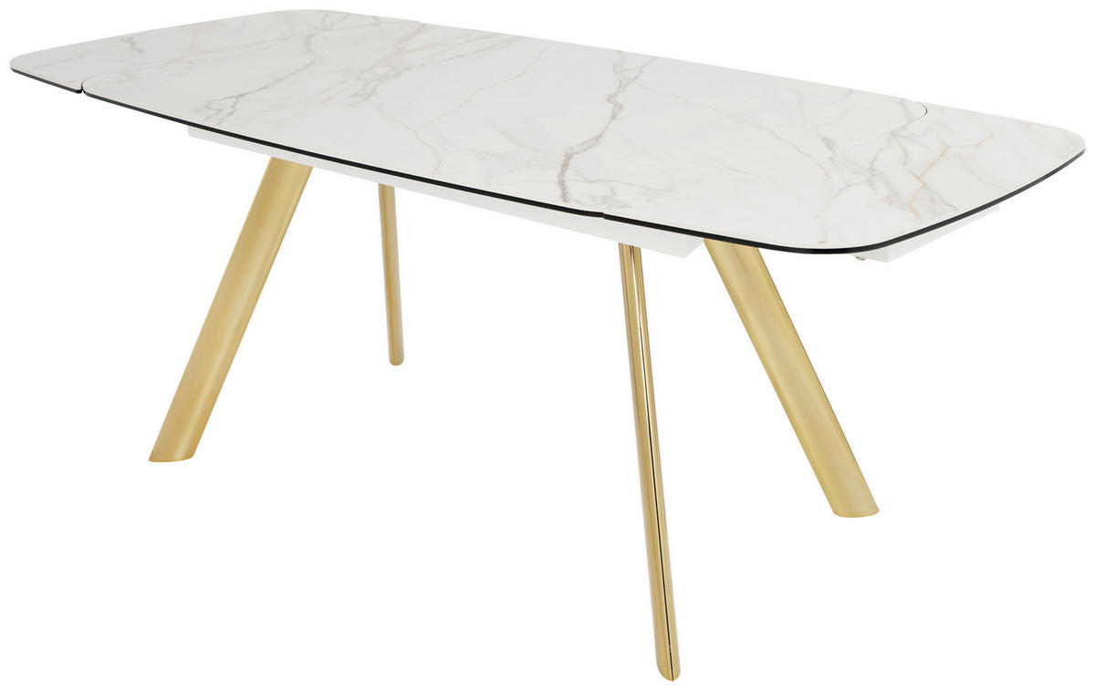 ÉTKEZŐASZTAL - aranyszínű/fehér, Design, üveg/fém (198/76/89cm) - Hom`in