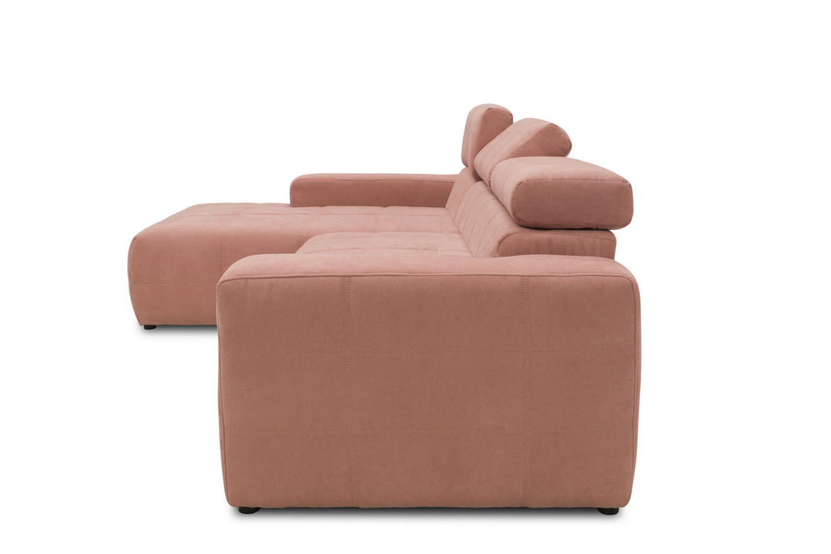 ECKSOFA in Mikrofaser Rosa  175/285 cm  - Schwarz/Rosa, Design, Kunststoff/Textil (175/285cm) - MID.YOU