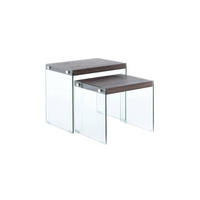 BEISTELLTISCHSET in Glas, Holzwerkstoff  - Klar/Braun, Basics, Glas/Holzwerkstoff - Kayoom