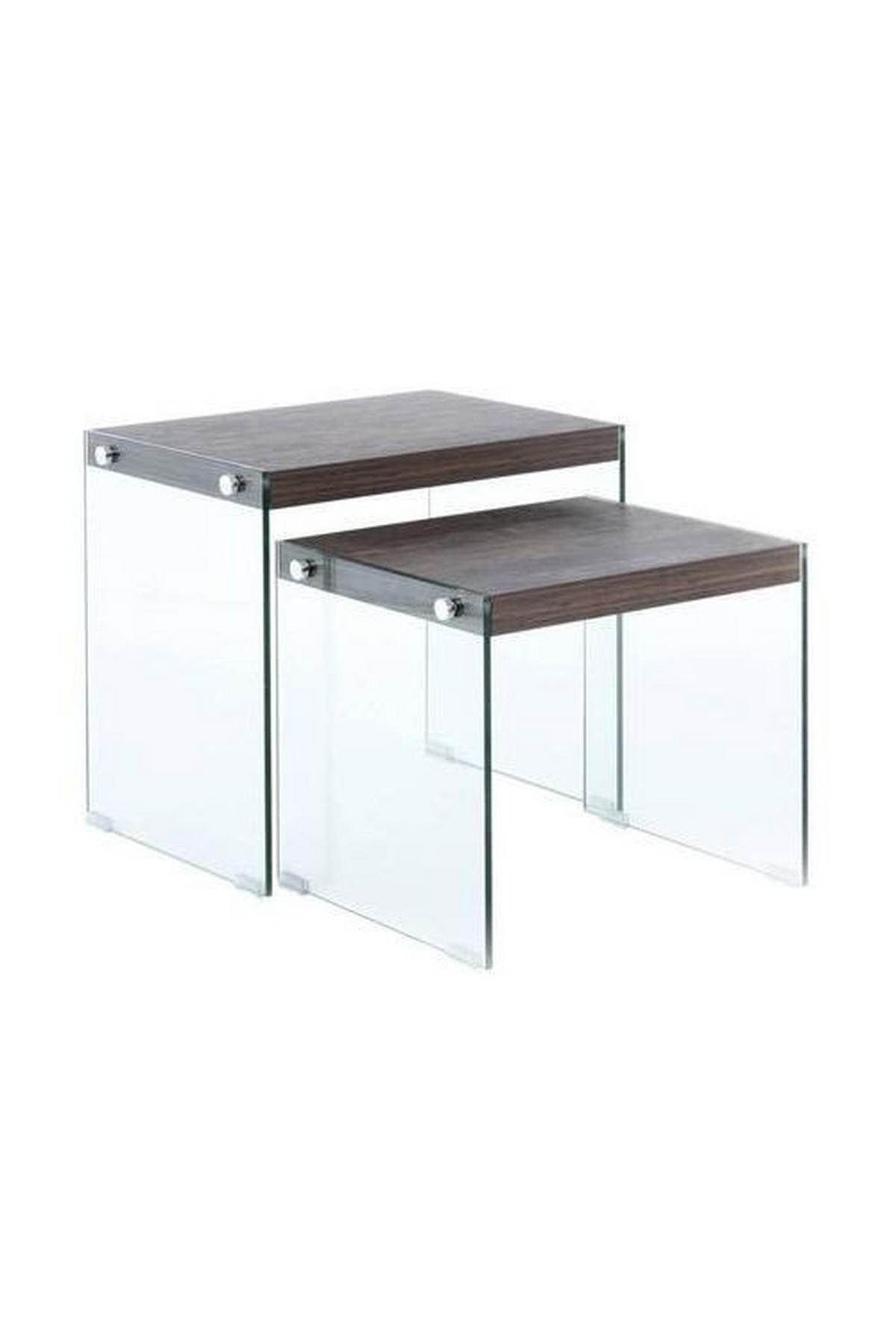 BEISTELLTISCHSET in Glas, Holzwerkstoff  - Klar/Braun, Basics, Glas/Holzwerkstoff - Kayoom