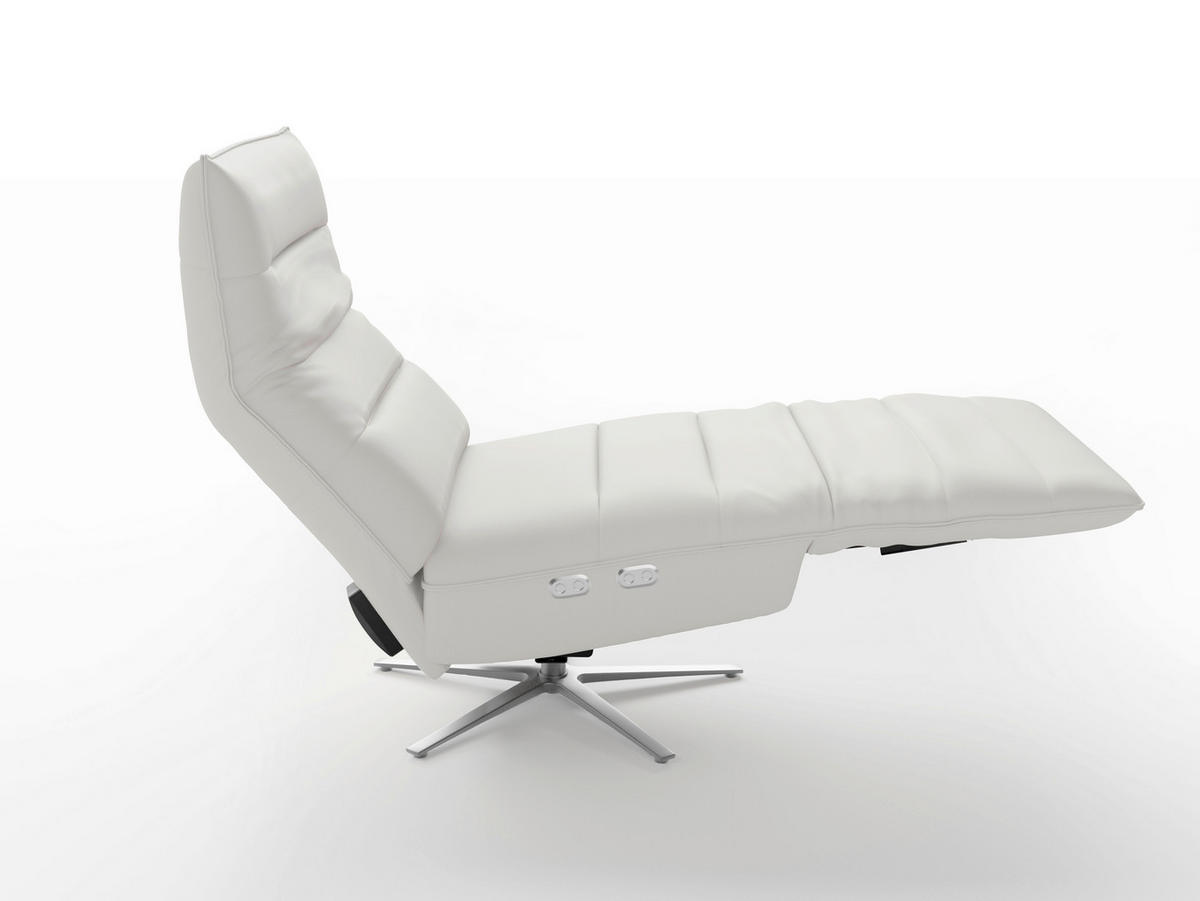 RELAXSESSEL Leder Weiss  - Weiss/Silberfarben, Basics, Leder/Metall (80/109/98cm) - Sit & More