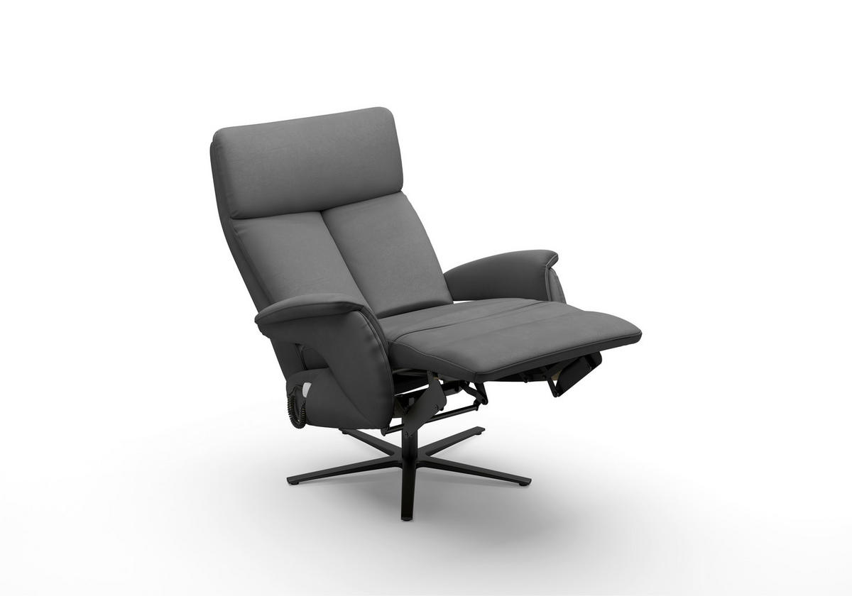 RELAXSESSEL in Leder Schwarz  - Schwarz, Basics, Leder/Metall (86/111/86cm) - Sit & More