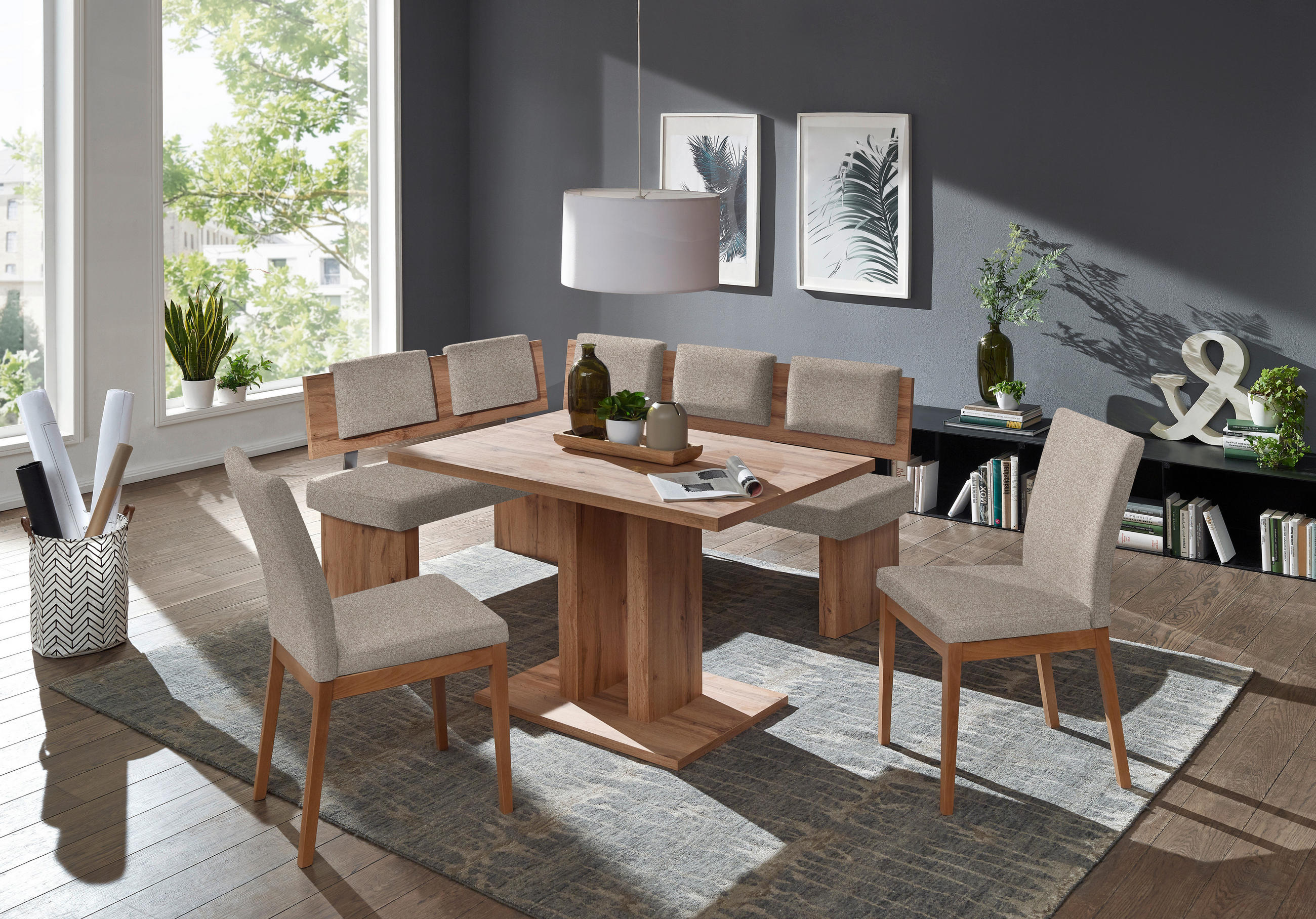 ECKBANK 140/180 cm  in Eichefarben, Hellbraun  - Hellbraun/Eichefarben, KONVENTIONELL, Holzwerkstoff/Textil (140/180cm) - Cantus