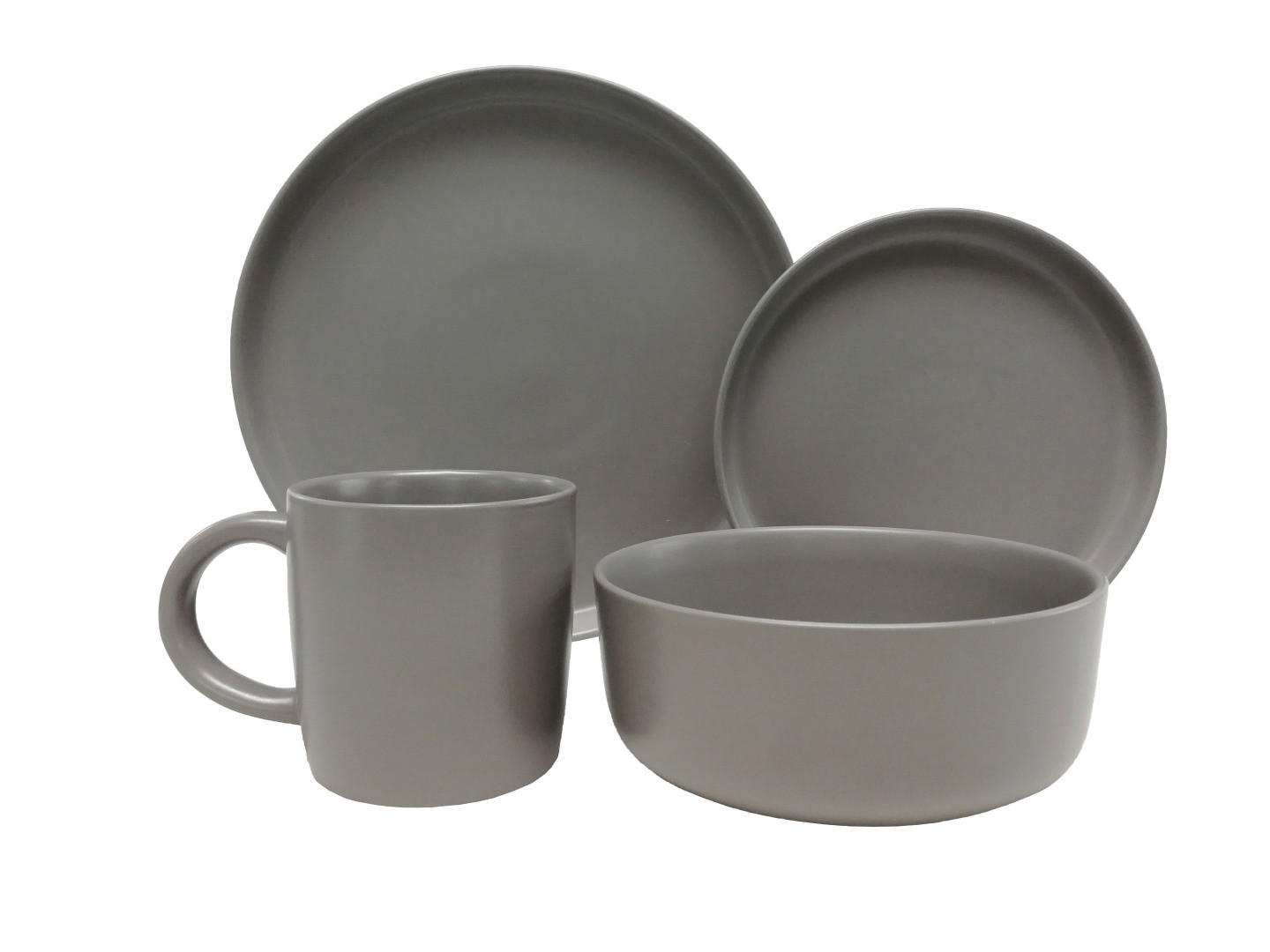 KOMBISERVICE Grau Salerno 16-teilig 4 Personen  - Grau, Trend, Keramik - Novel