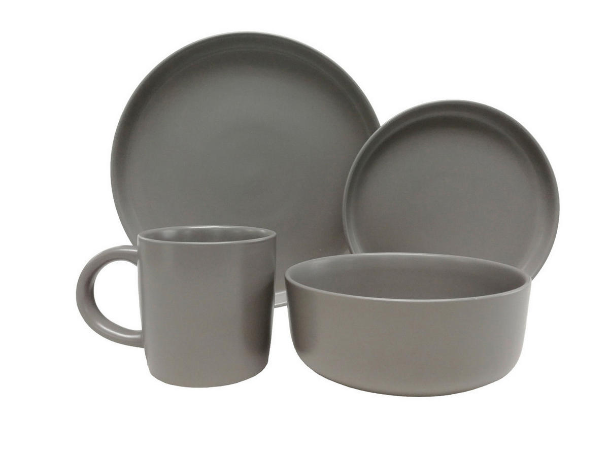 KOMBISERVICE Grau Salerno 16-teilig 4 Personen  - Grau, Trend, Keramik - Novel