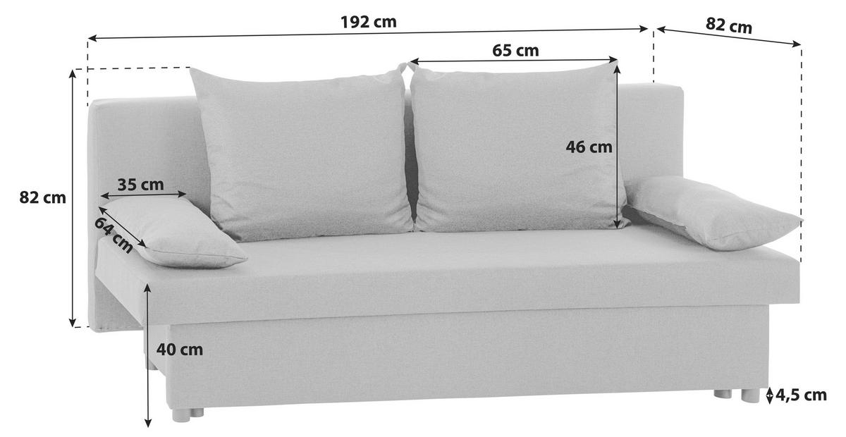 SCHLAFSOFA NEO Webstoff Gelb, Dunkelgrau  inkl. Rückenkissen, Armlehnenkissen, Bettkasten  - Dunkelgrau/Gelb, Basics, Kunststoff/Textil (192/82/82cm) - P & B