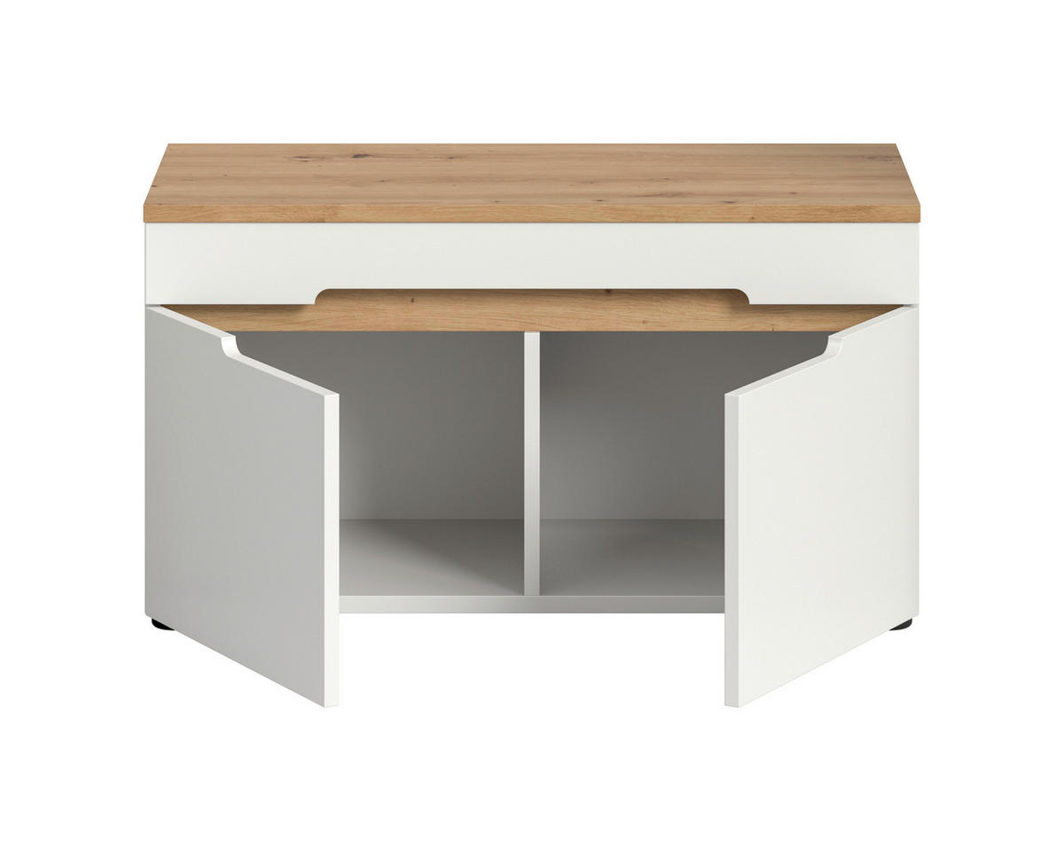 GARDEROBENBANK - Schwarz/Weiß, Design, Kunststoff (80/45/37cm) - MID.YOU