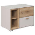 NACHTKÄSTCHEN in Eichefarben, Sandfarben  - Sandfarben/Eichefarben, MODERN, Holz/Holzwerkstoff (60/42,7/38cm) - Hom`in