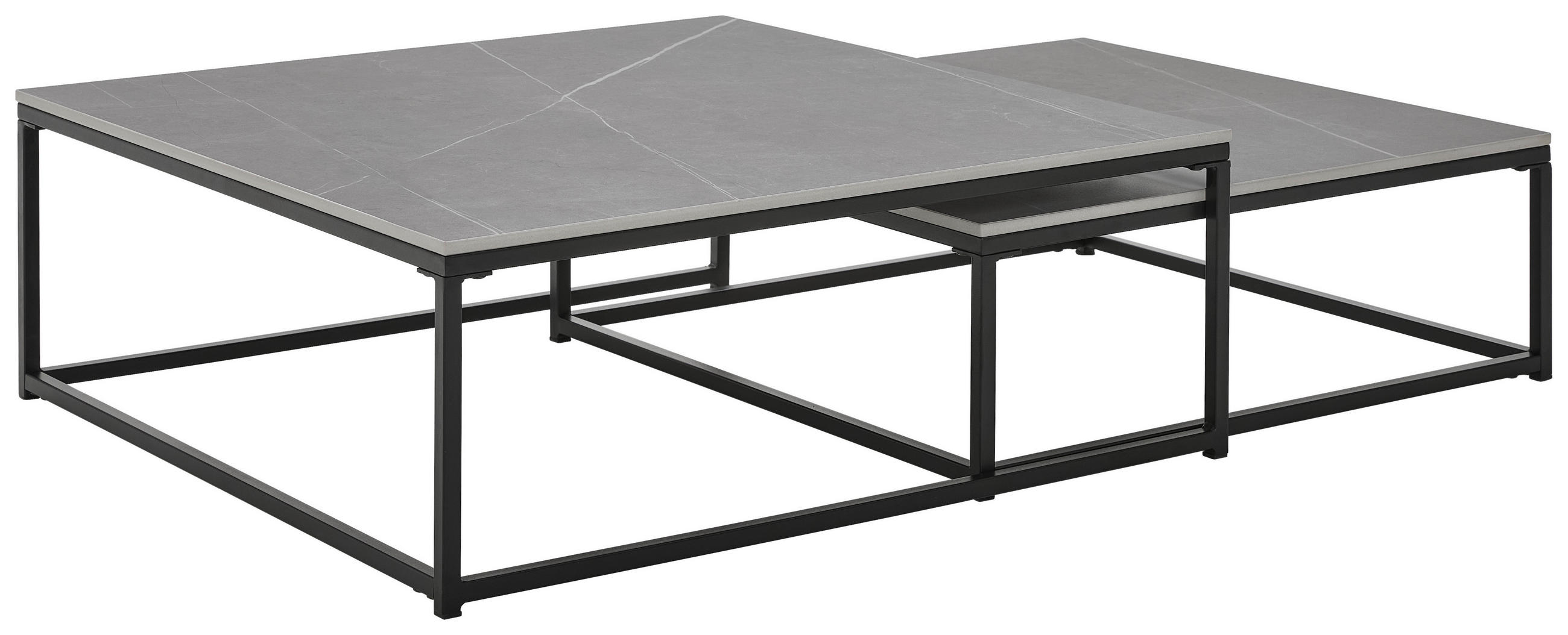 COUCHTISCHSET 75/65/27/22/75/65 cm quadratisch Grau, Schwarz  - Schwarz/Grau, Design, Keramik/Metall (75/65/27/22/75/65cm) - Livetastic