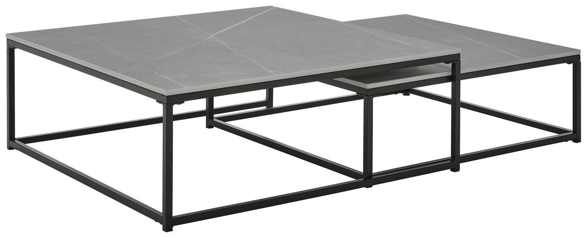COUCHTISCHSET 75/65/27/22/75/65 cm quadratisch Grau, Schwarz  - Schwarz/Grau, Design, Keramik/Metall (75/65/27/22/75/65cm) - Livetastic