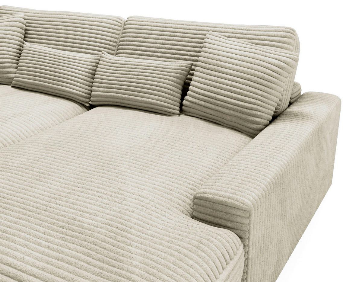 BIGSOFA Cord Creme  - Creme/Schwarz, MODERN, Kunststoff/Textil (230/85/190cm) - Carryhome