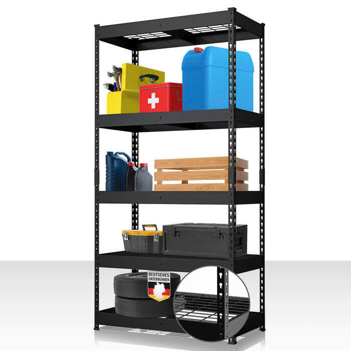 Floordirekt Schwerlastregal Yukon Rivet Schwarz 90x180x45 cm