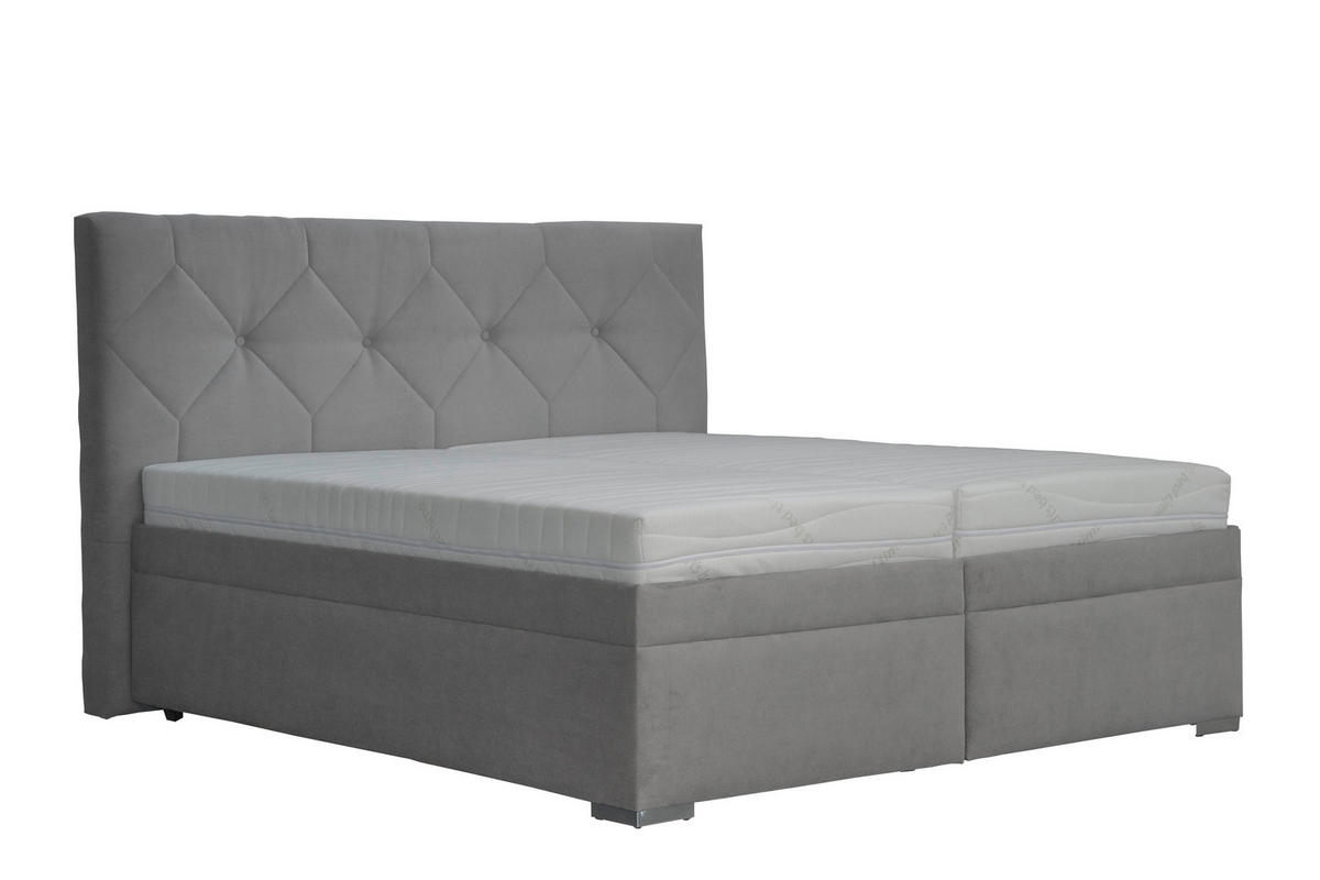 KÁRPITOZOTT ÁGY 160/200 cm  ezüst  - ezüst/szürke, Basics, fa (160/200cm) - Cantus