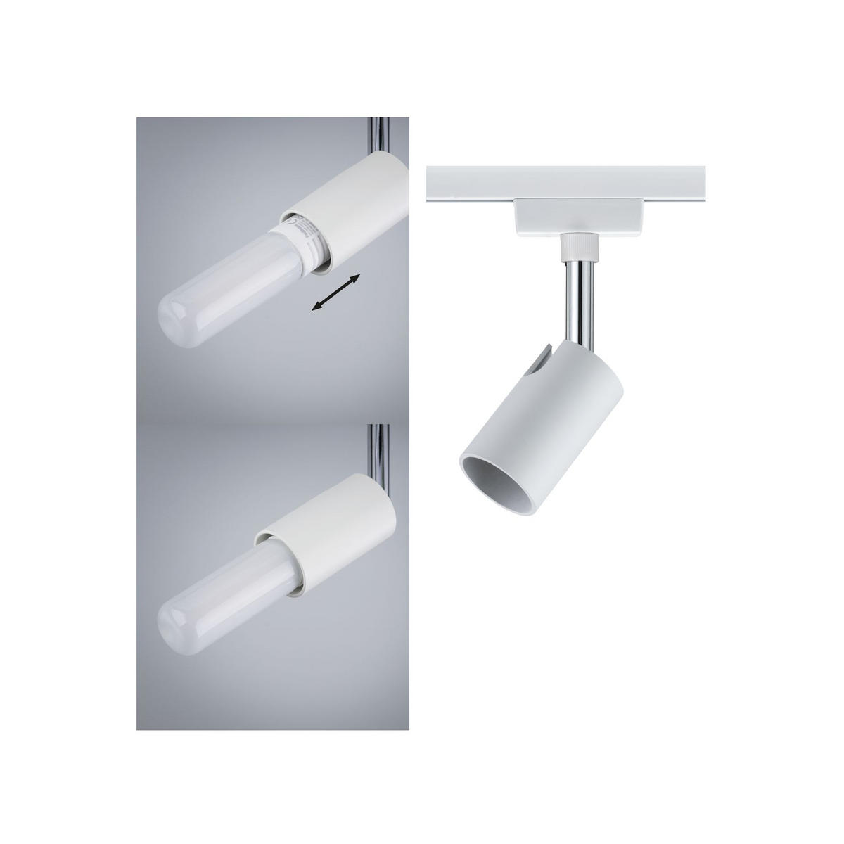 SCHIENENSYSTEM-STRAHLER URail 5,8/11/6,6 cm   - Weiß, Design, Metall (5,8/11/6,6cm) - Paulmann