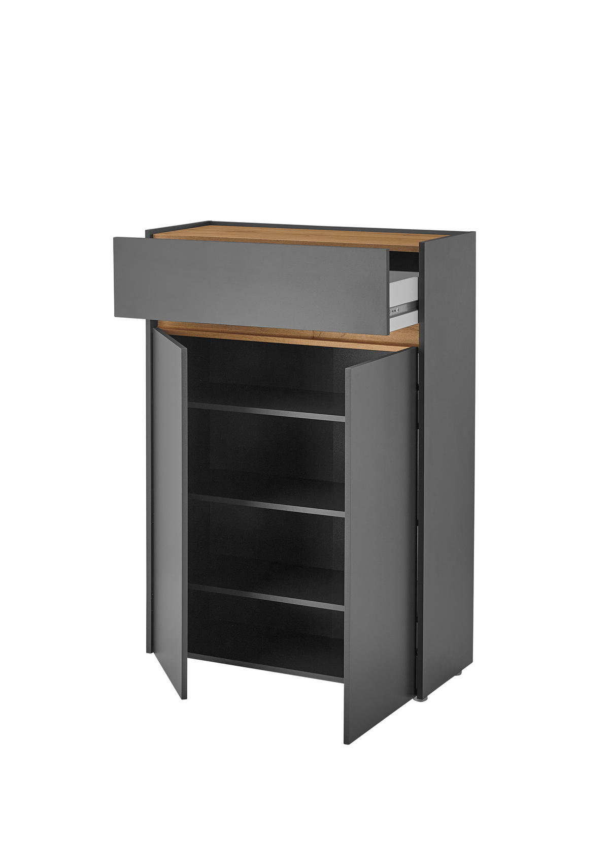SCHUHSCHRANK Anthrazit, Eiche Wotan  - Anthrazit/Eiche Wotan, Design, Holzwerkstoff/Kunststoff (85/122/35cm) - Modante