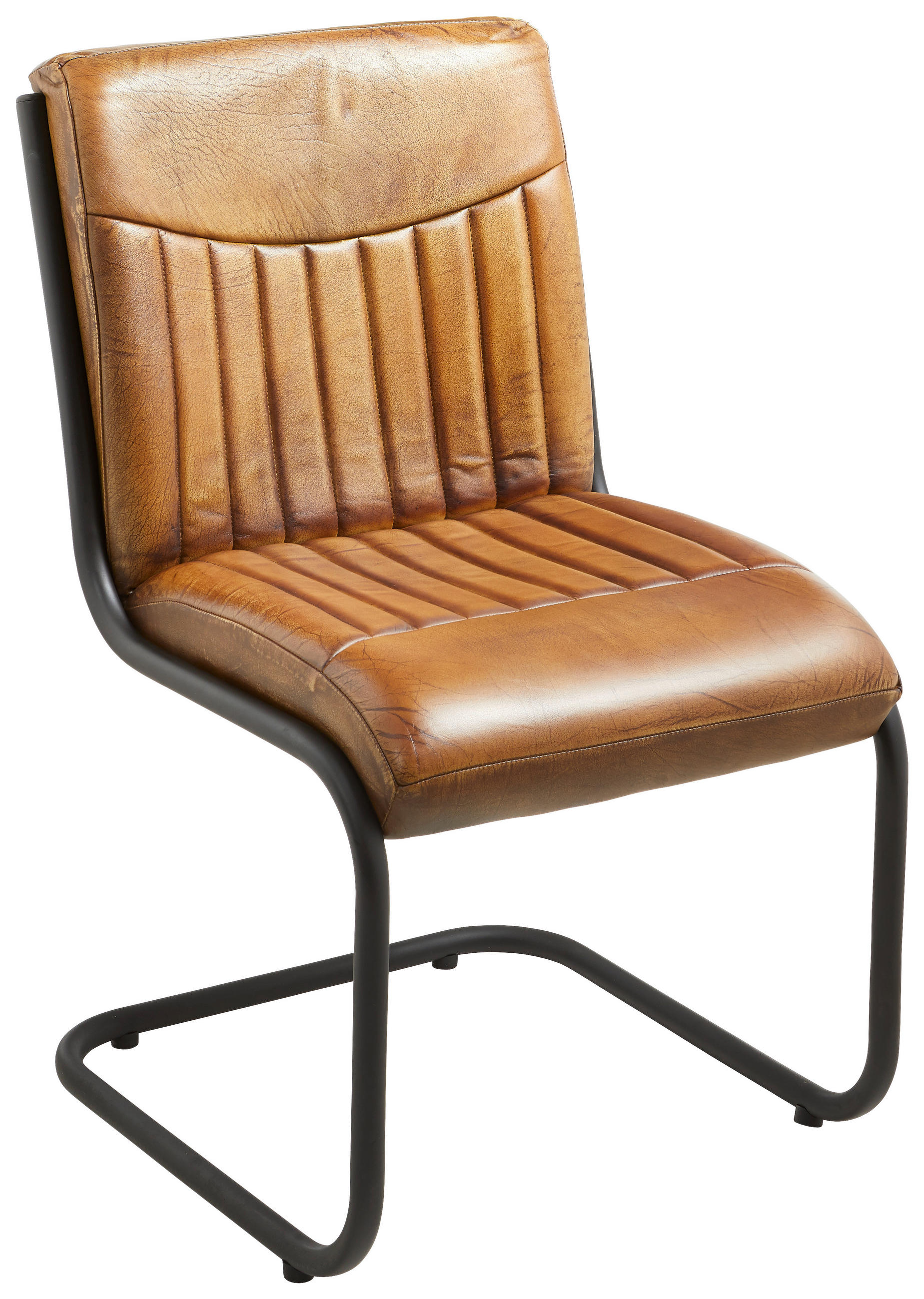 STOLICA  smeđa, crna  metal, koža      - crna/smeđa, Trend, koža/metal (54/85/63cm) - Landscape