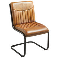 STOLICA  smeđa, crna  metal, koža      - crna/smeđa, Trend, koža/metal (54/85/63cm) - Landscape