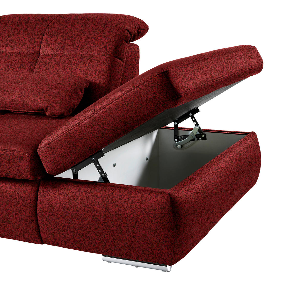 WOHNLANDSCHAFT Mikrofaser Dunkelrot  - Chromfarben/Dunkelrot, Design, Textil (195/371/260cm) - Beldomo Style