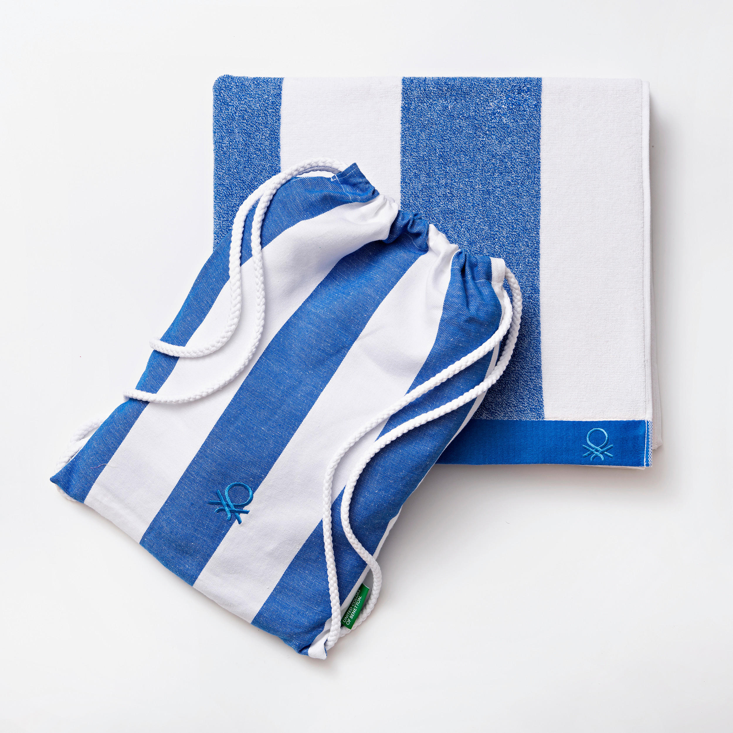 STRANDTUCH BENETTON BLAU  - Blau/Weiß, Basics, Textil (45/35/4cm) - Benetton
