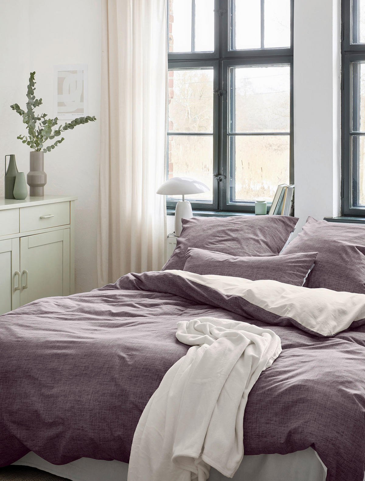 WENDEBETTWÄSCHE Makosatin 140/200 cm  - Mauve, KONVENTIONELL, Textil (140/200cm) - Irisette