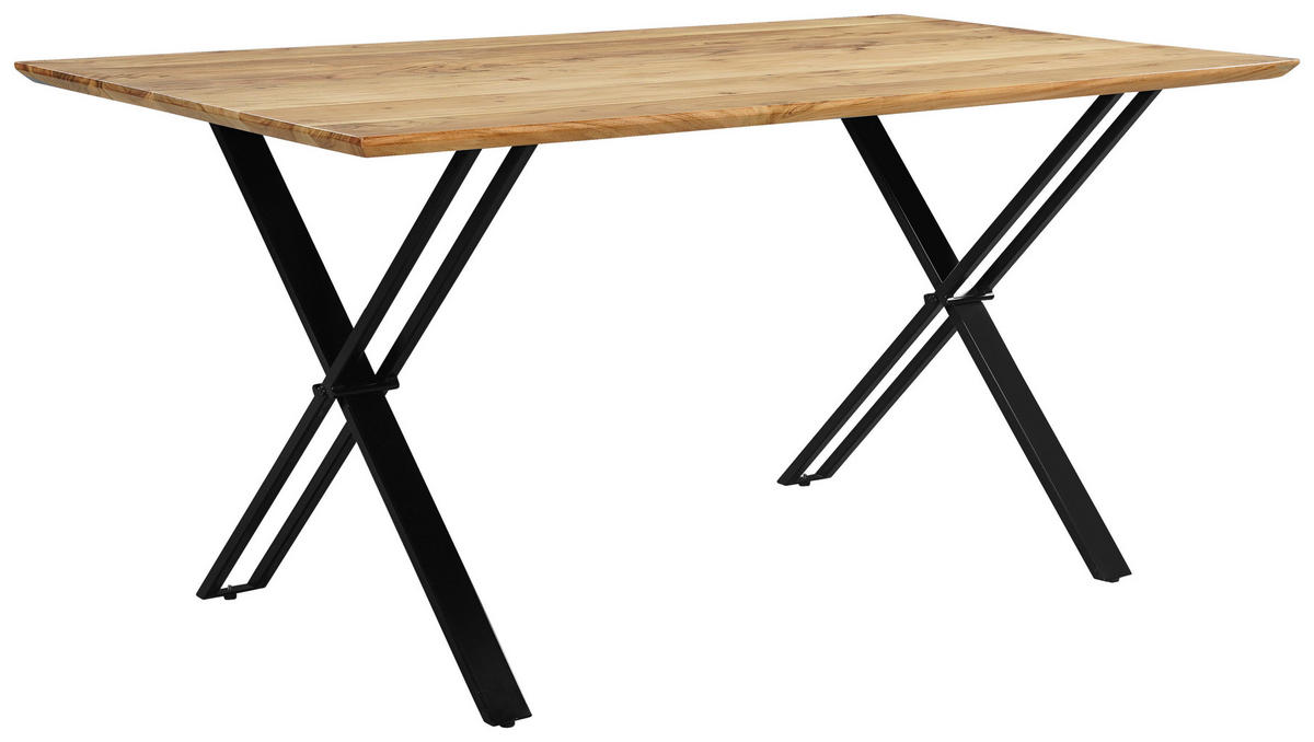 ESSTISCH Akazie massiv rechteckig Schwarz, Akaziefarben  - Schwarz/Akaziefarben, Design, Holz/Metall (160/85/76cm) - Ti'me