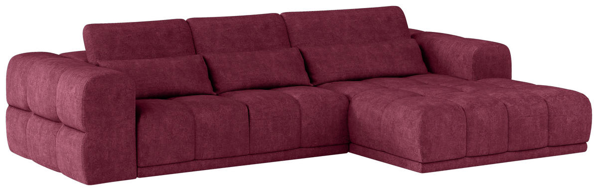 HÖRNSOFFA i chenille mörkröd  - mörkröd/svart, Klassisk, textil/plast (290/203cm) - MID.YOU