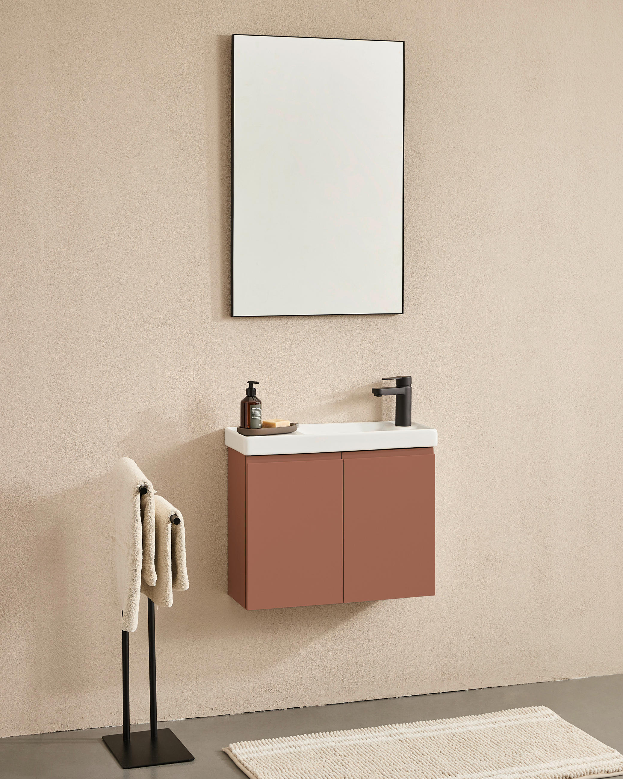 BADEZIMMER 3-teilig  in  - Weiß Hochglanz/Orange, MODERN, Keramik/Holzwerkstoff (60/140/22cm) - MID.YOU