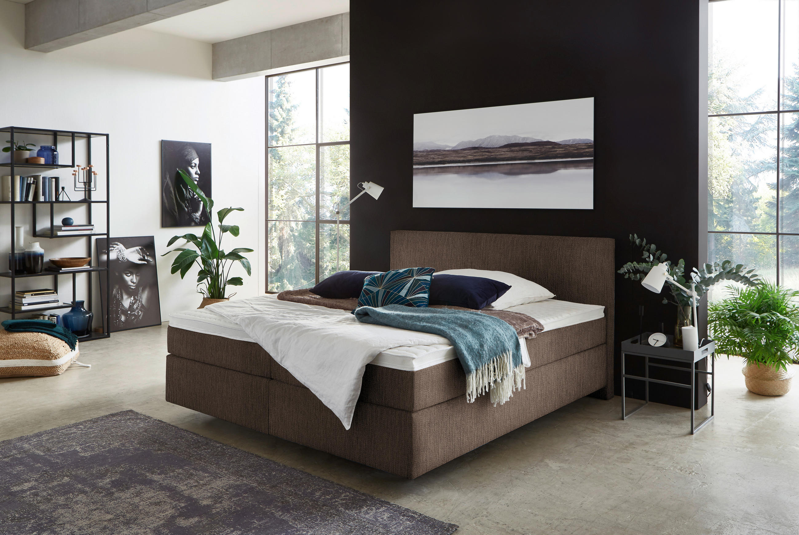 BOXSPRINGBETT 180/200 cm  in Braun  - Schwarz/Braun, Konventionell, Kunststoff/Textil (180/200cm) - Hom`in