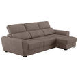 ECKSOFA  in Mikrofaser Taupe  - Taupe/Schwarz, KONVENTIONELL, Kunststoff/Textil (285/177cm) - Carryhome