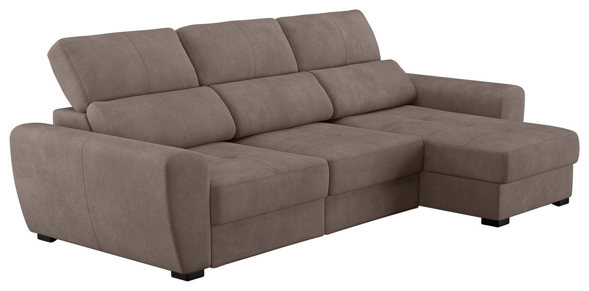 ECKSOFA Taupe Mikrofaser  - Taupe/Schwarz, KONVENTIONELL, Kunststoff/Textil (285/177cm) - Carryhome